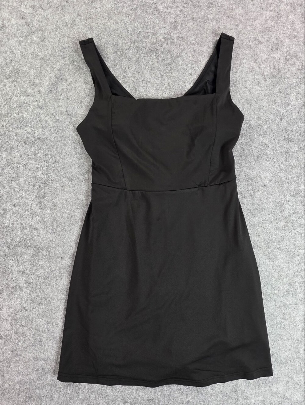 Sleek Black Square-Neck Athletic Dress Built Jn Shorts Workout